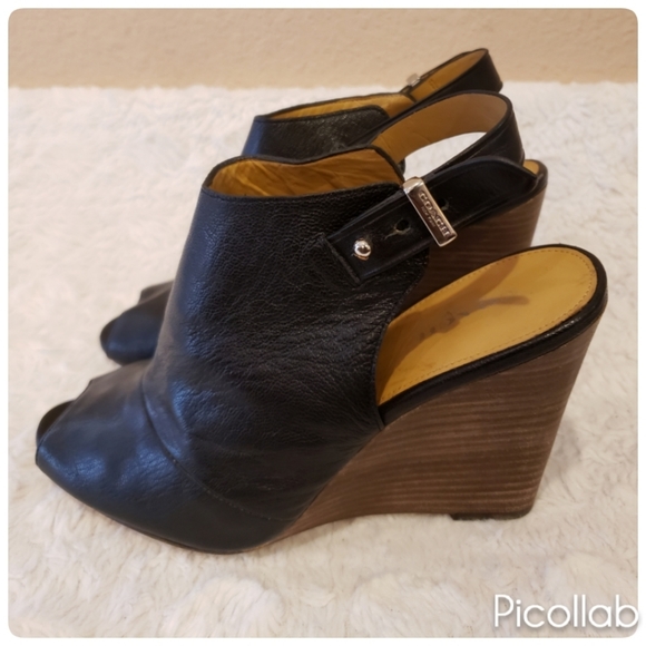 Coach Lindsay Leather Wedge Sandals - Picture 5 of 9